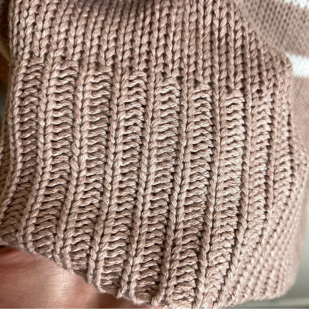 alya Tan Striped Knit Crewneck Sweater Size Medium - Picture 5 of 8